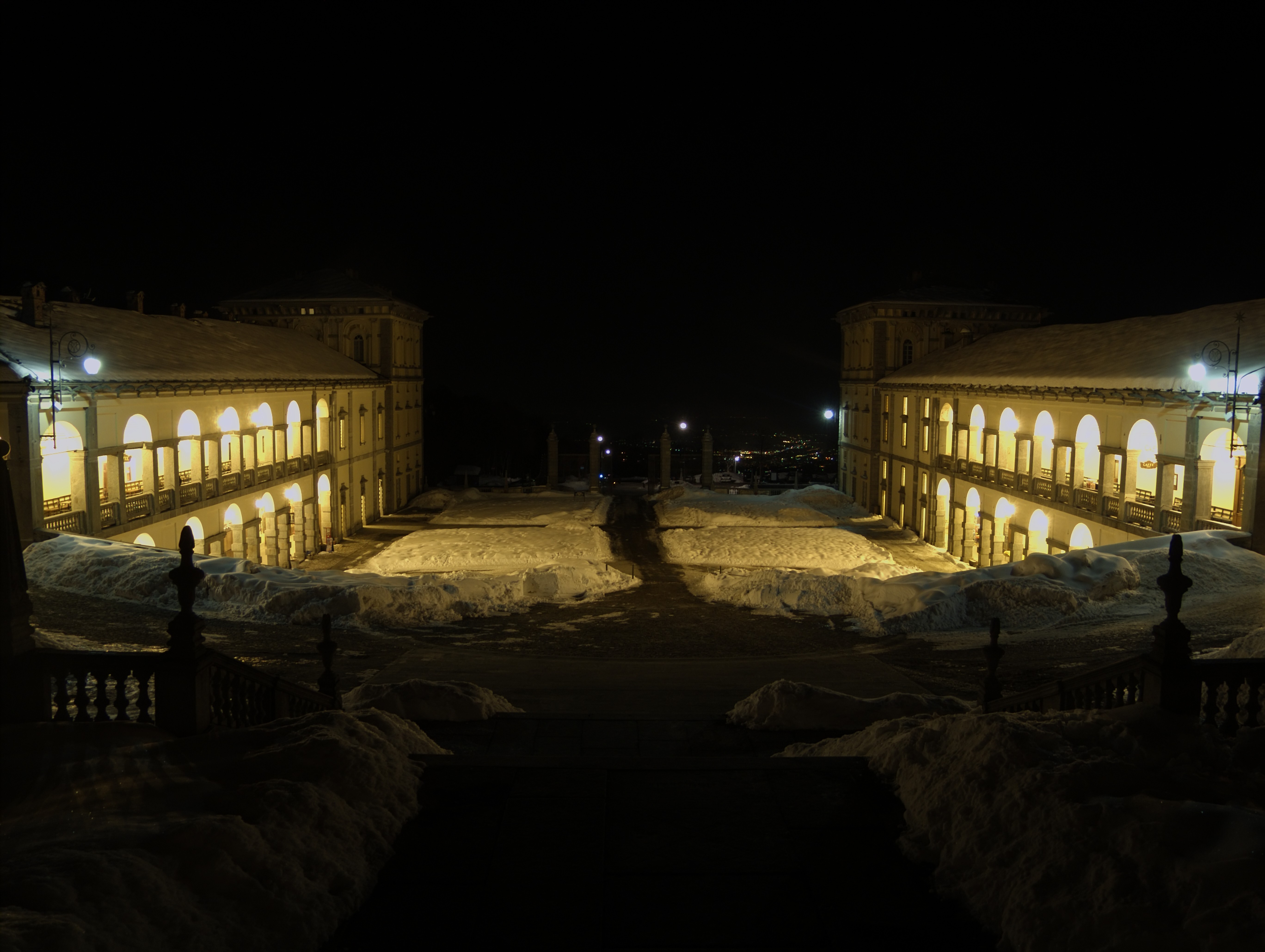 Biella (Italy) - Panorama by night from the Santuary of Oropa