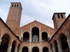 Milan (Italy): Facade and bell towers of the Basilica of Sant Ambrogio
