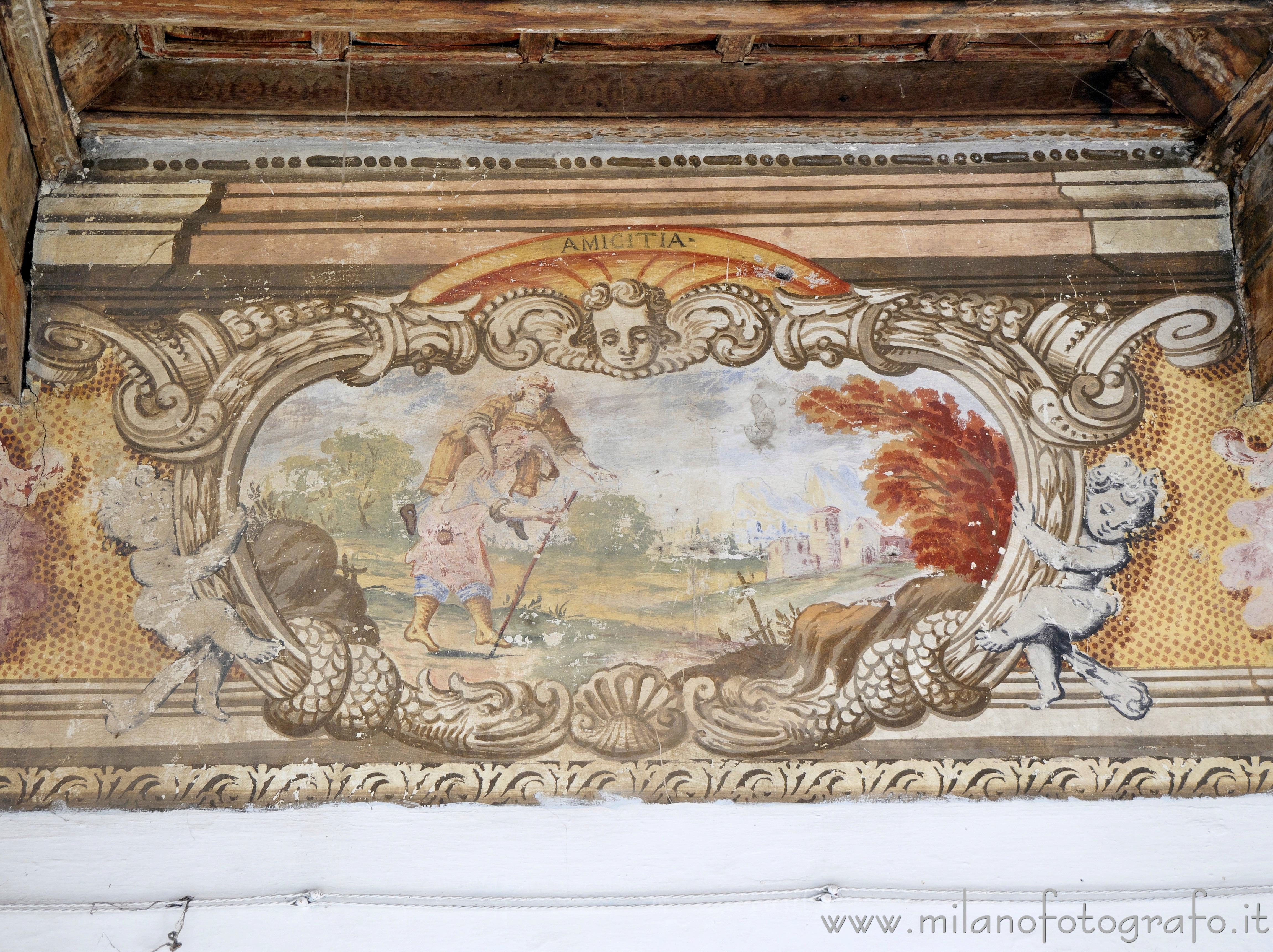 Benna (Biella, Italy): Fresco depicting the  allegory of friendship in the Castle - Benna (Biella, Italy)