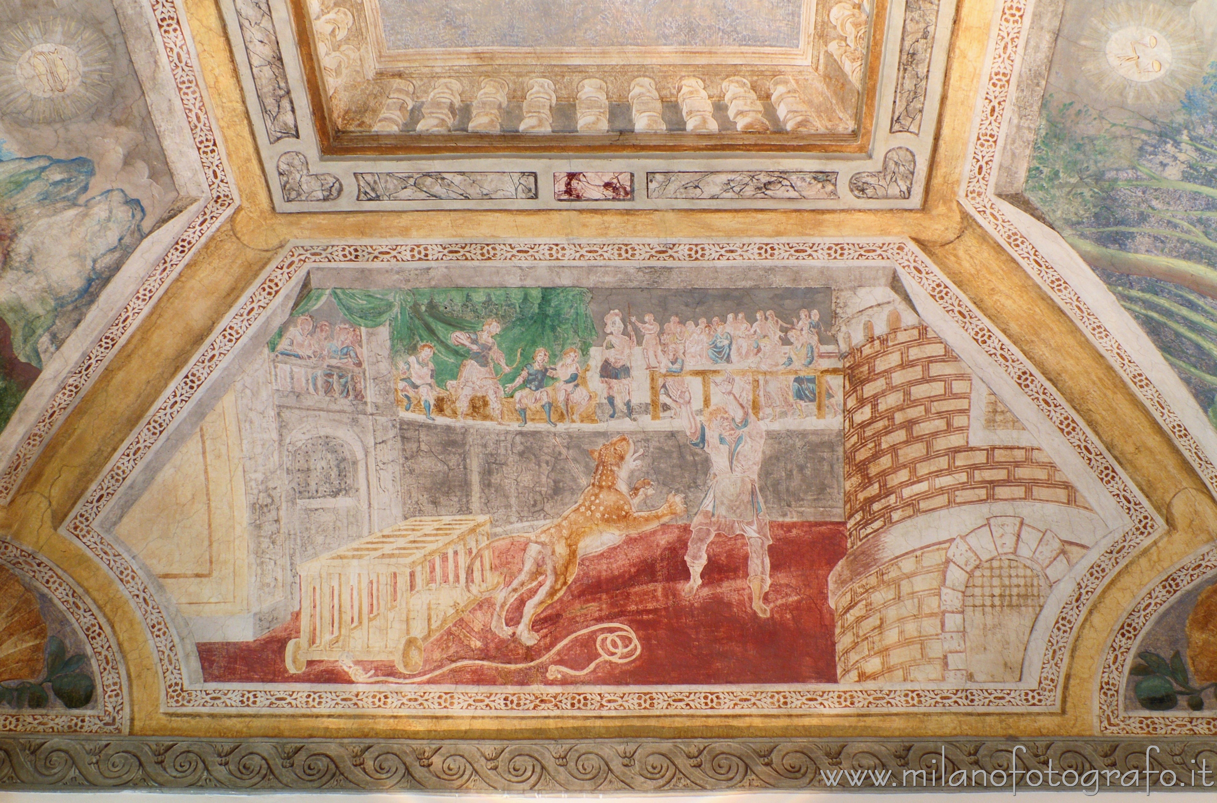 Cavenago di Brianza (Monza e Brianza): Affreschi su un lato del soffitto della Sala dello Zodiaco di Palazzo Rasini - Cavenago di Brianza (Monza e Brianza)