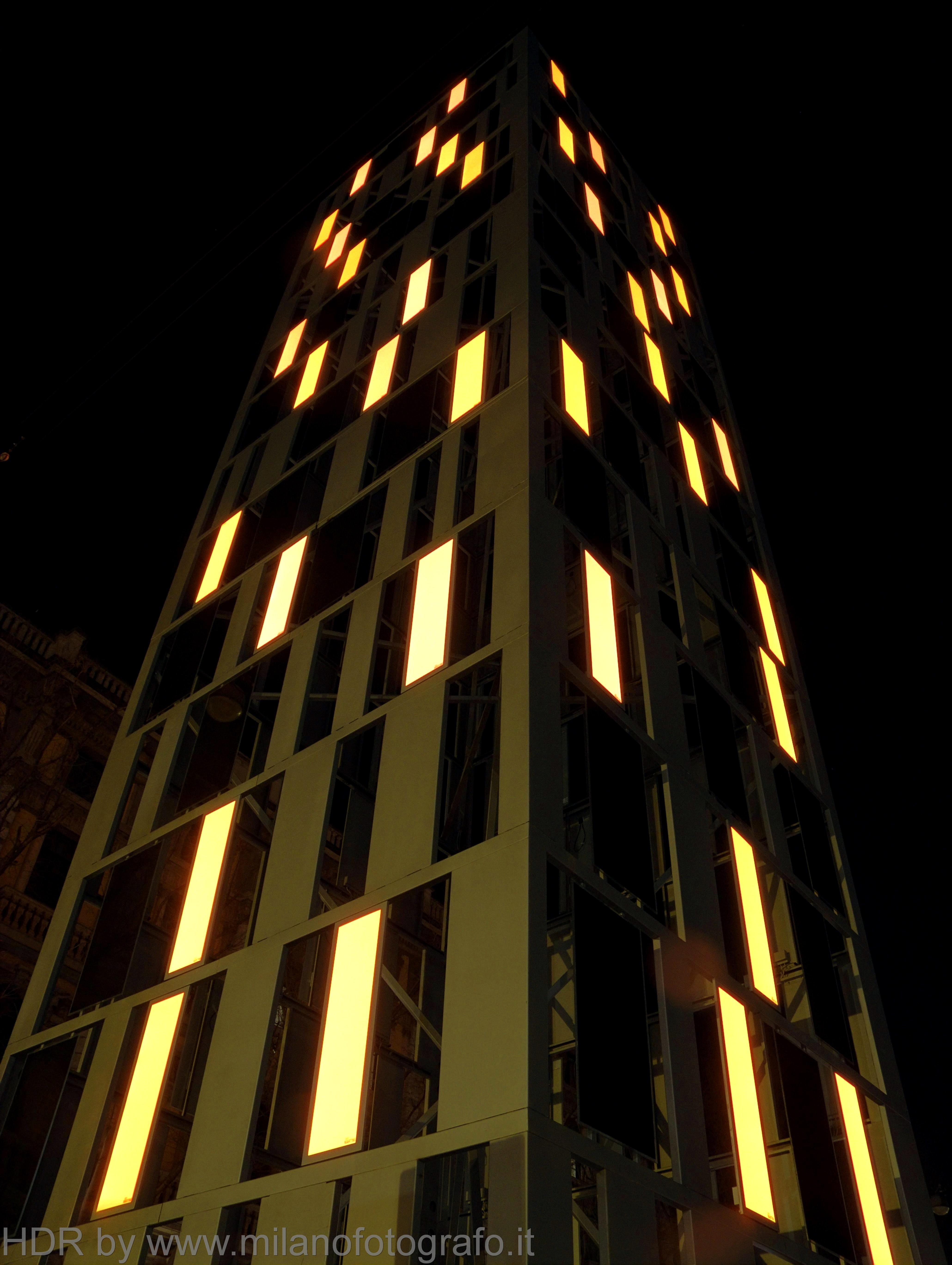 Milan (Italy) - Luminous sculpture in Cairoli Square