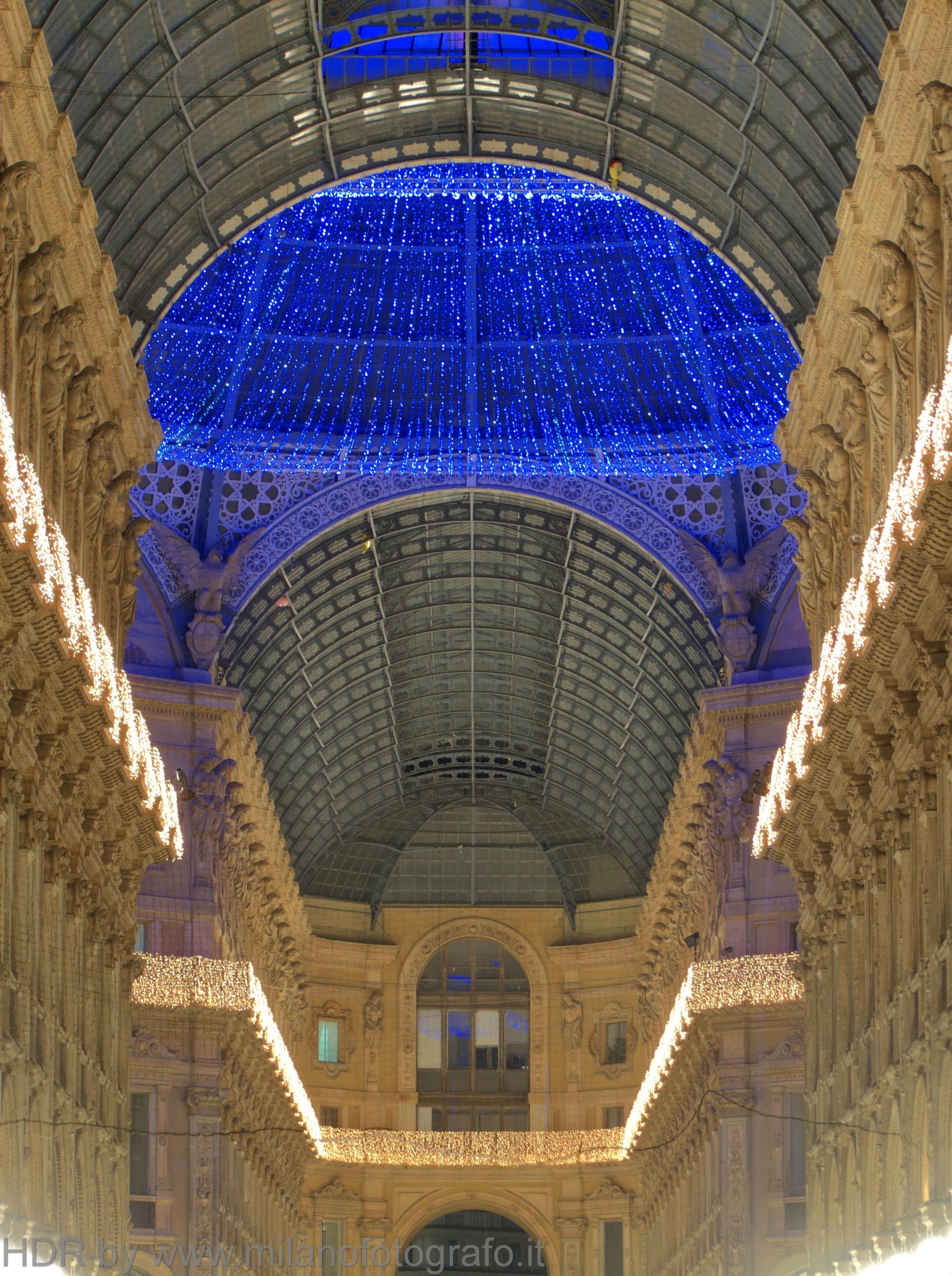 Milan (Italy) - The dome of the Galleria decorated for Chrismas