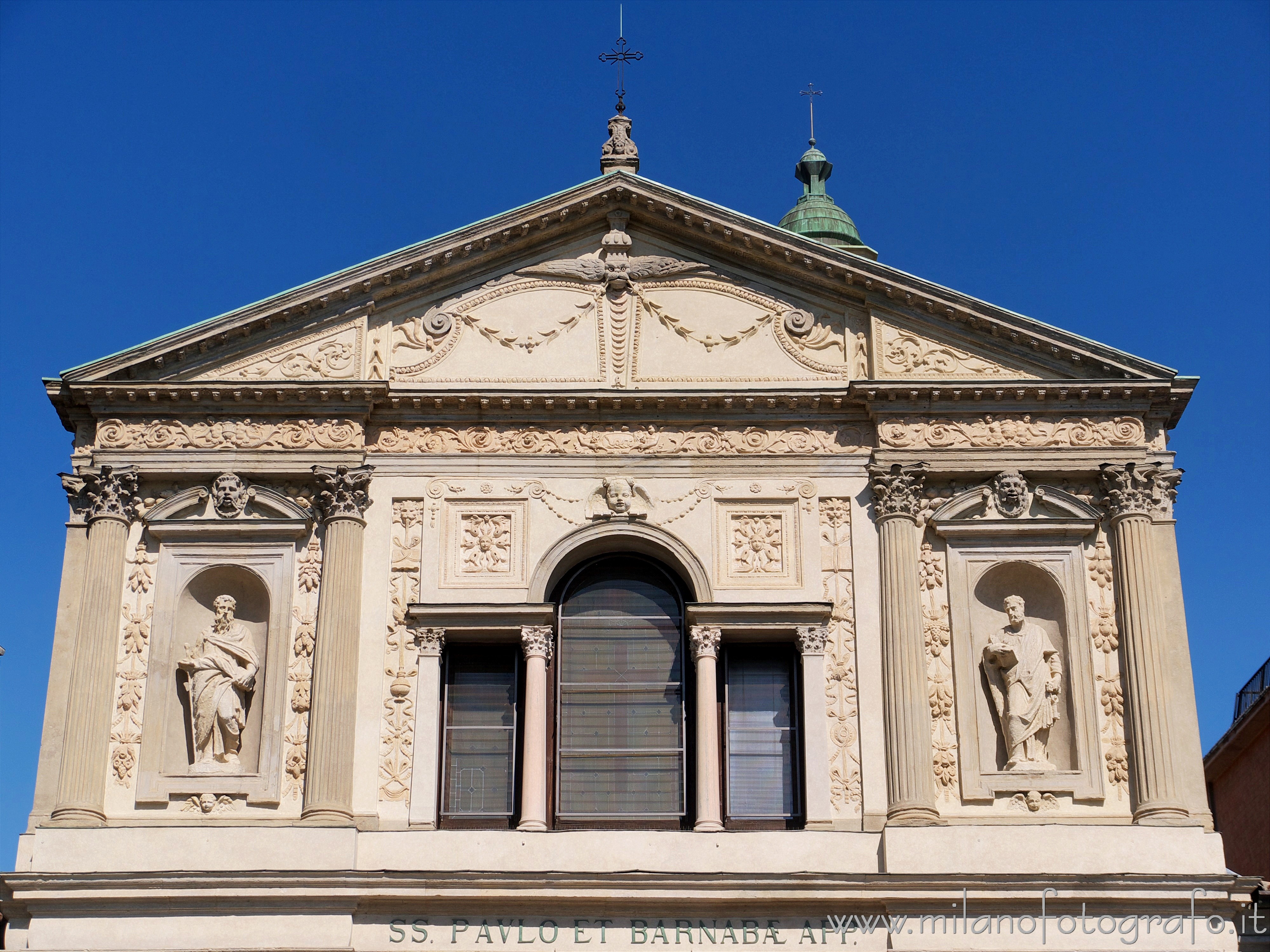 Milan (Italy): Upper half of the facade of the Church of Saints Paul and Barnabas - Milan (Italy)