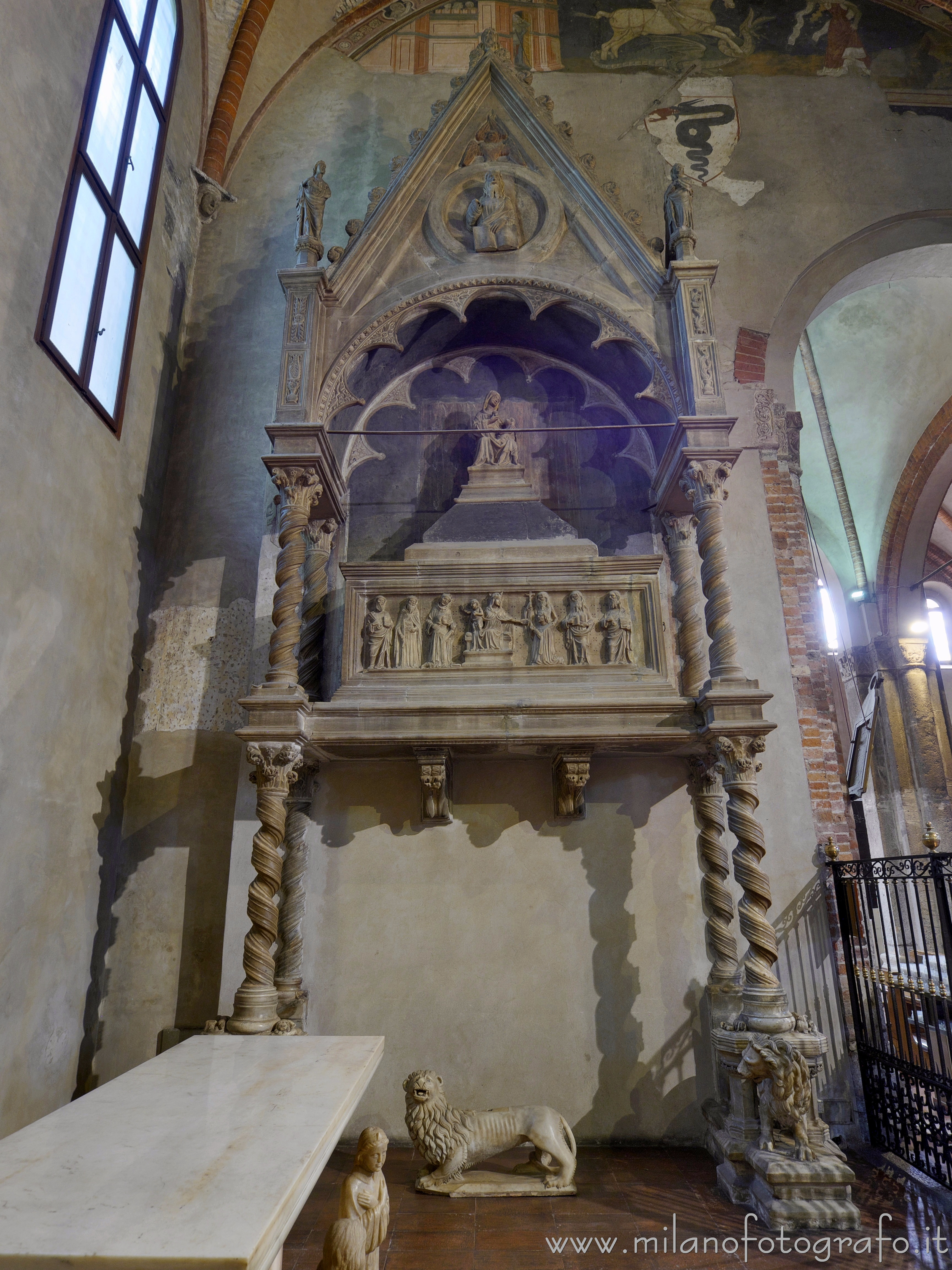 Milan (Italy): Sepulchral monument of Stefano and Valentina Visconti in the Basilica of Sant'Eustorgio  - Milan (Italy)