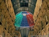 La Galleria Vittorio Emanuele decorata per il centocinquantesimo anniversario della riunificazione dell'Italia